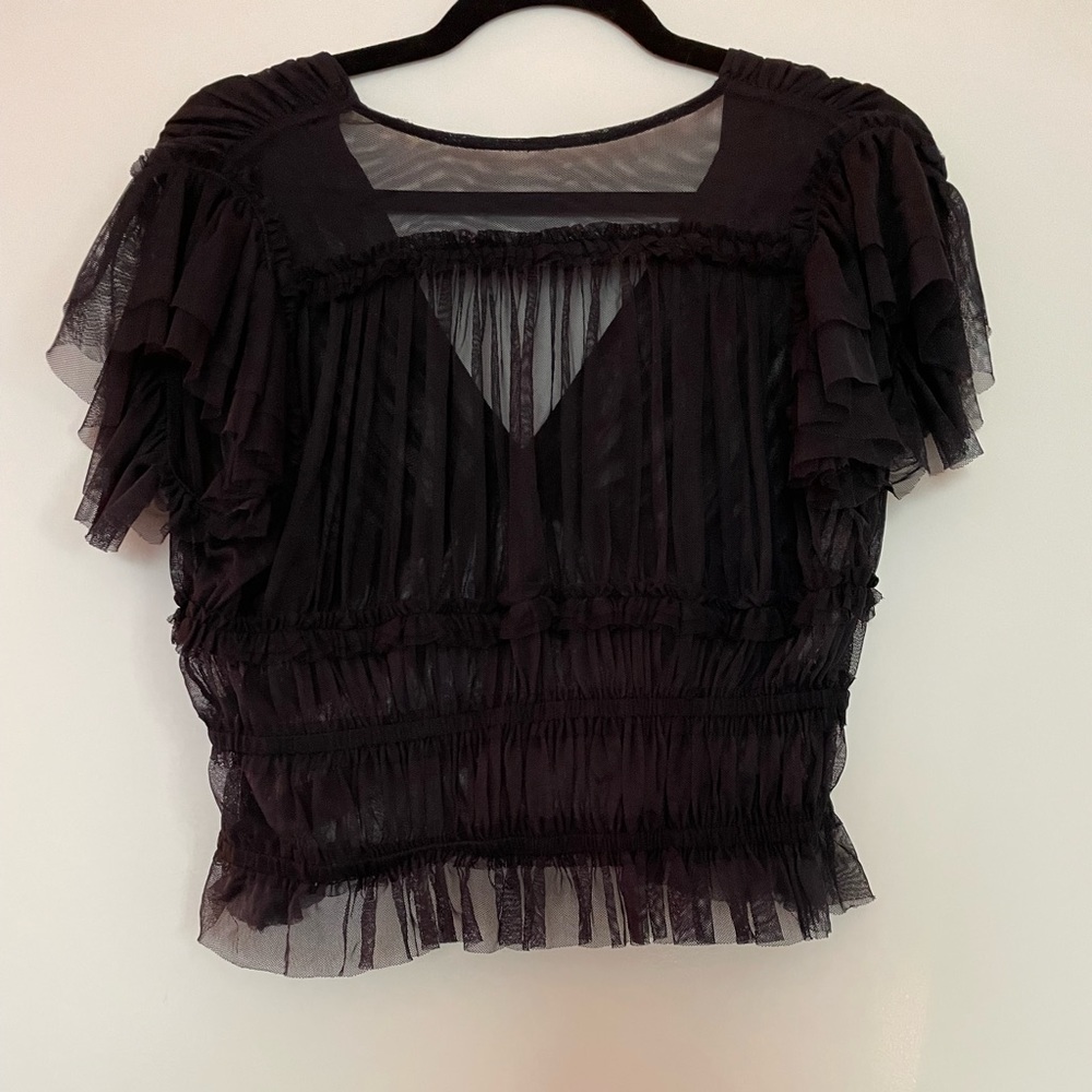 Free People Mesh Black Top